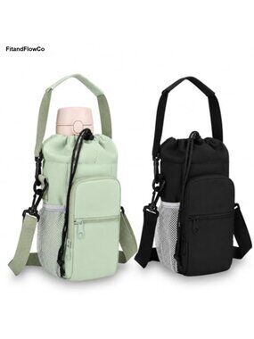 2 Pack Insulated Water Bottle Holder Bag Adjustable Strap 30-40 Oz